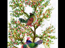 نقاشی پرنده ها روی درخت